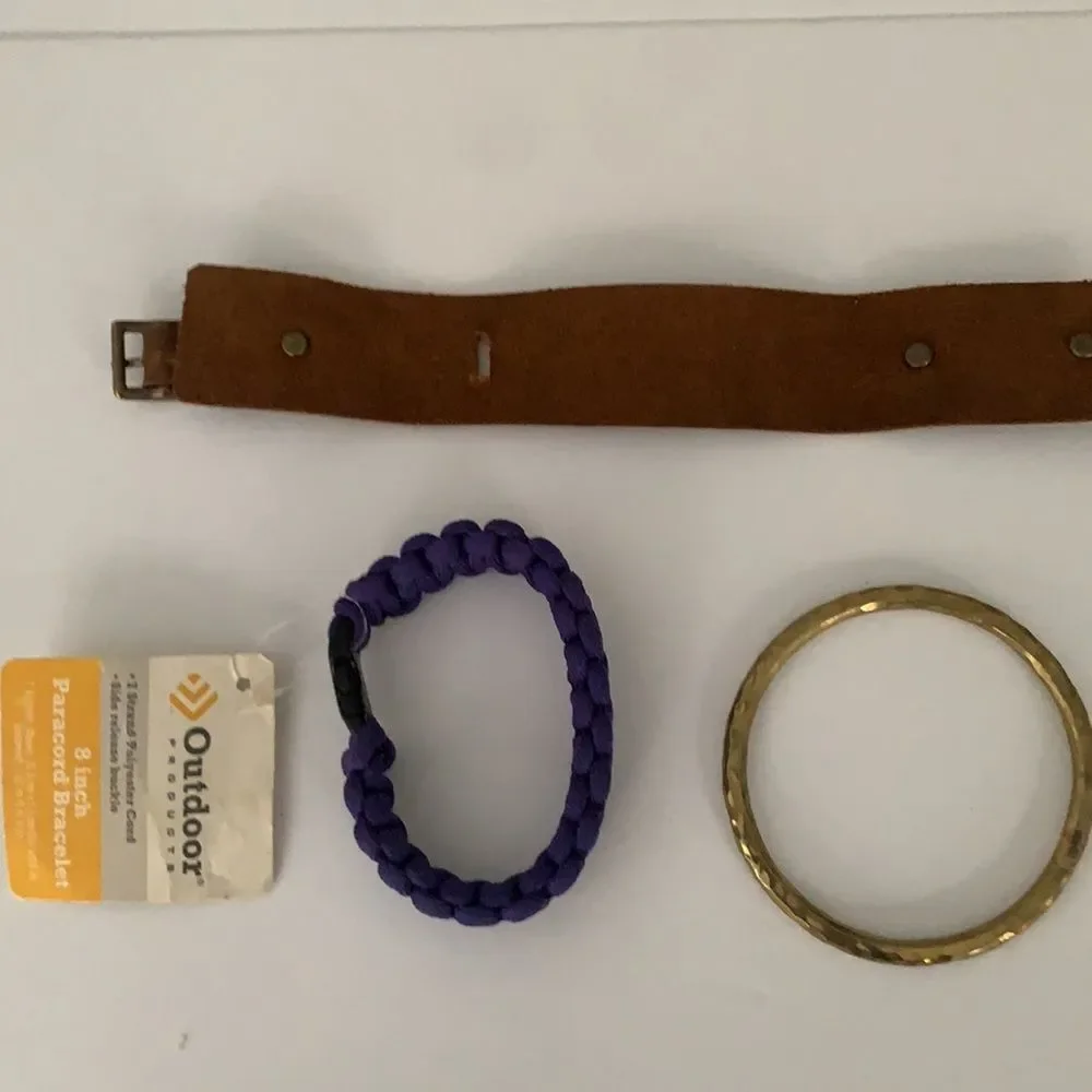 8”‎ Paracord Bracelet Leather Bracelet Gold Bangle Lot